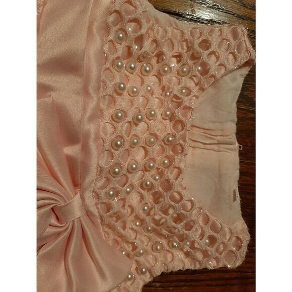 6 Month Pink Embellished Pearls Frilly Layered Formal Special Occasion Dress - Picture 8 of 8